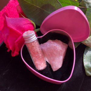Heart Shape Tin, Rose Quartz Crystal, Valentine's